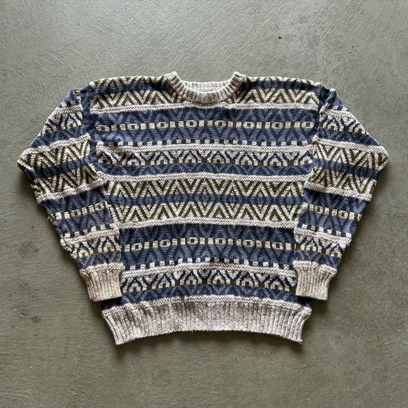 Northwest Territory Other - Vintage 90s Northwest Territory Sweater Size XL Tan Blue Striped Pullover Knit